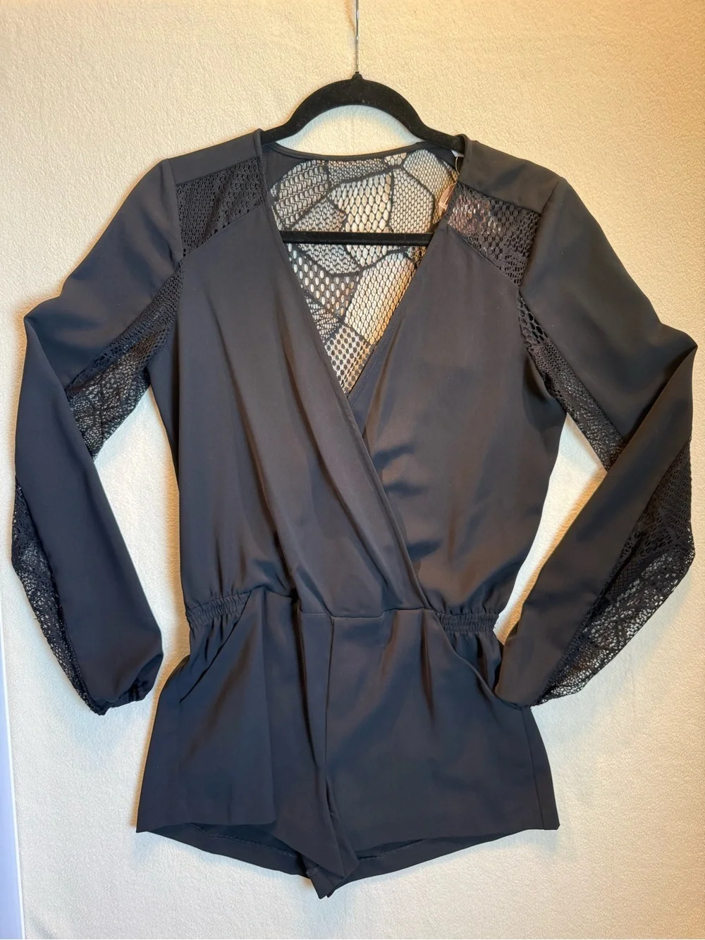 Parker Black Lace Mesh Long Sleeve Romper XS NWT Cocktail